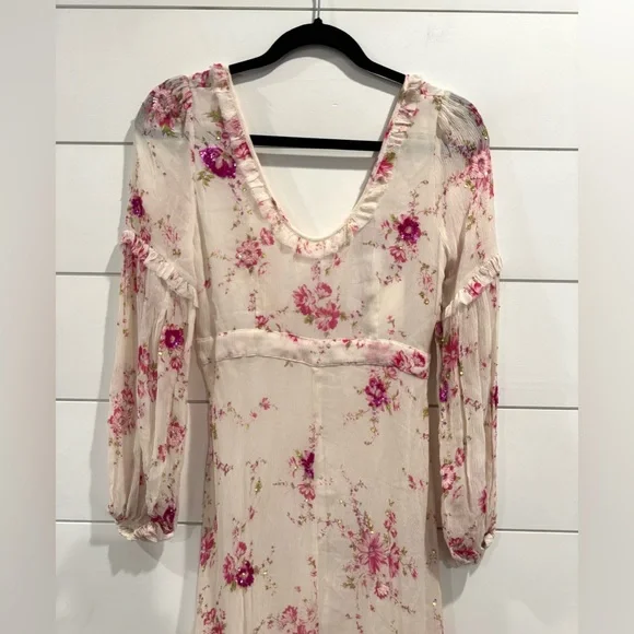 NWT Loveshackfancy white pink beaded ombré Zaria gown - Picture 5 of 8